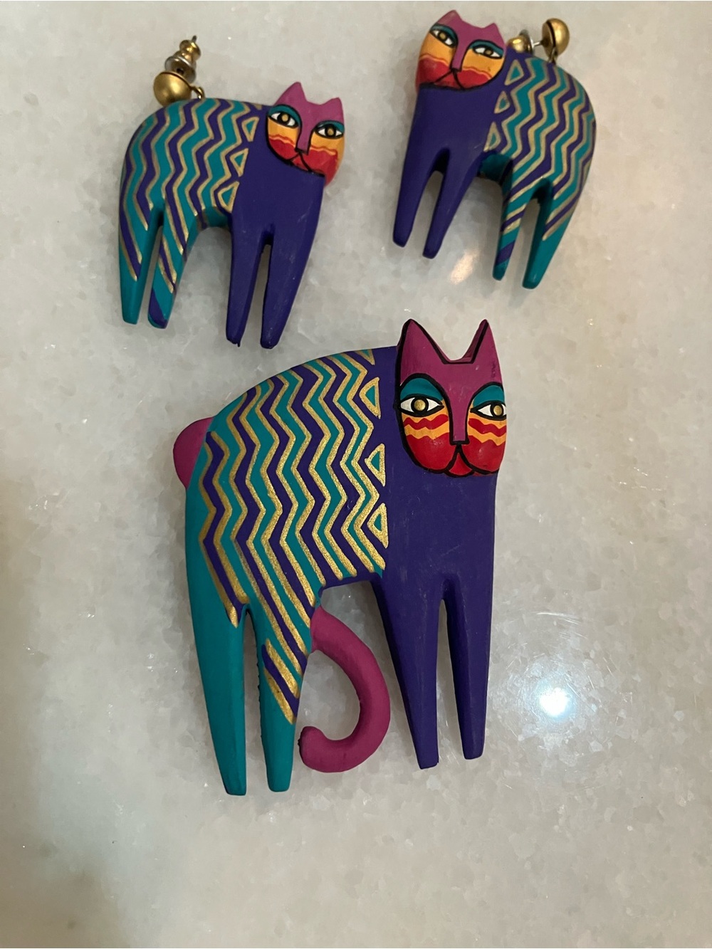 LAURAL BURCH 1992 SIGNED EARRINGS AND PIN